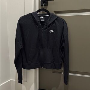 Nike Women's Black Cropped Zip- Up Hoodie